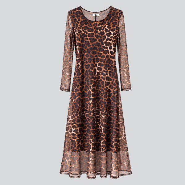Wild Elegance Leopard Maxi Φόρεμα με Φουλάρι 2 σε 1