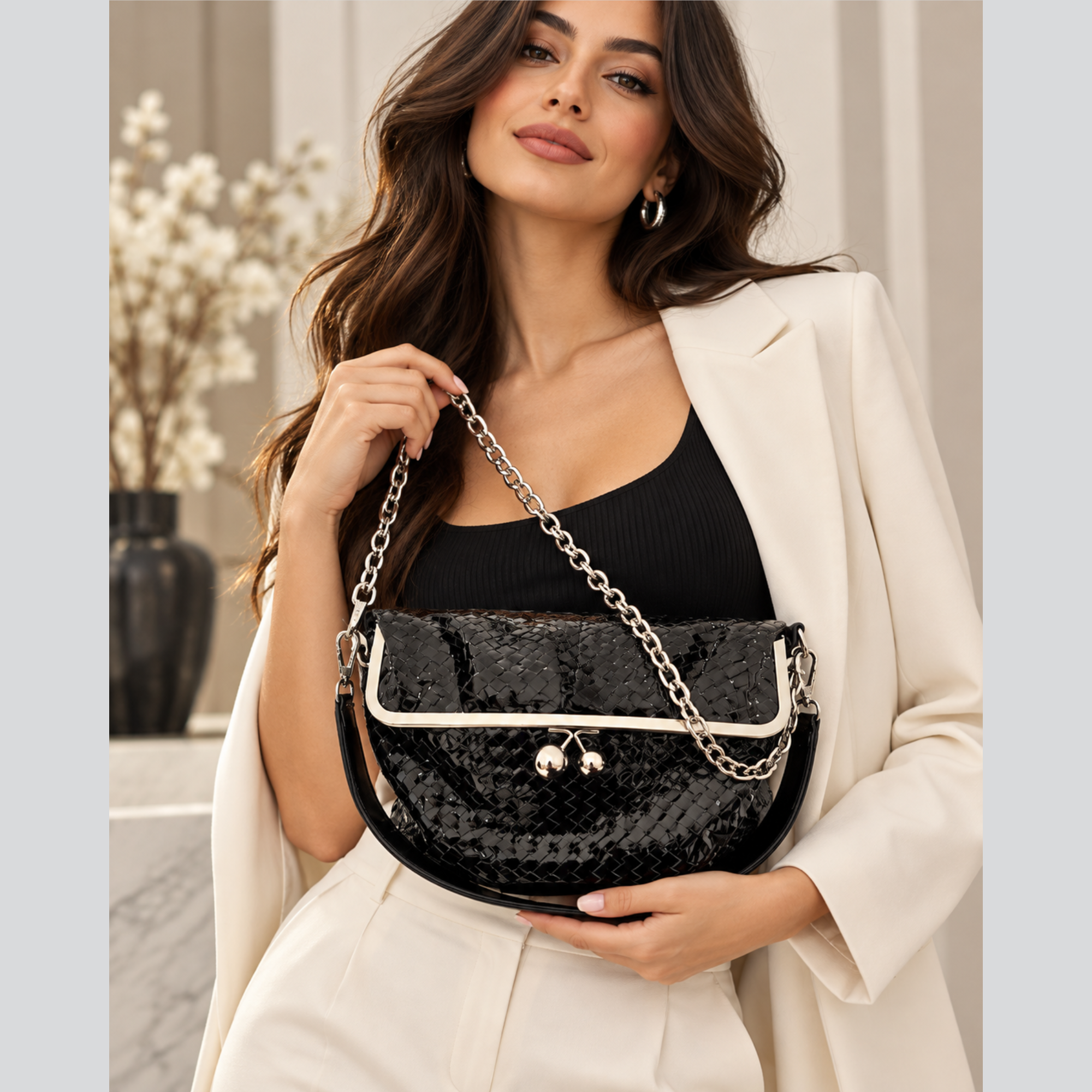 Γυναικεία Τσάντα Clutch από Δερματίνη με Αλυσίδα & Λουράκι - Image 2